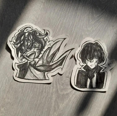 trad art, headshots, 2 characters