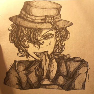 trad art, shaded, top body