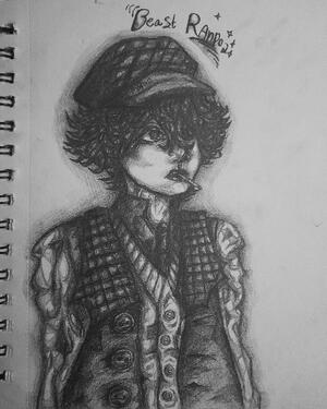 trad art, shaded, top body
