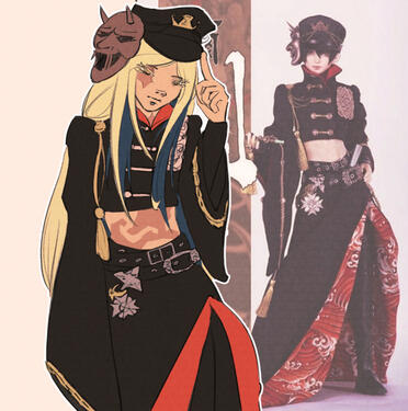 almost half body, fully coloured, lineart.