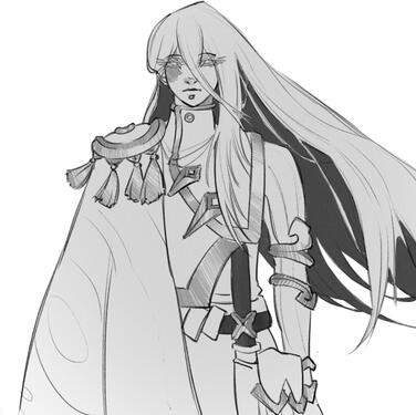 flat color, line art, half body